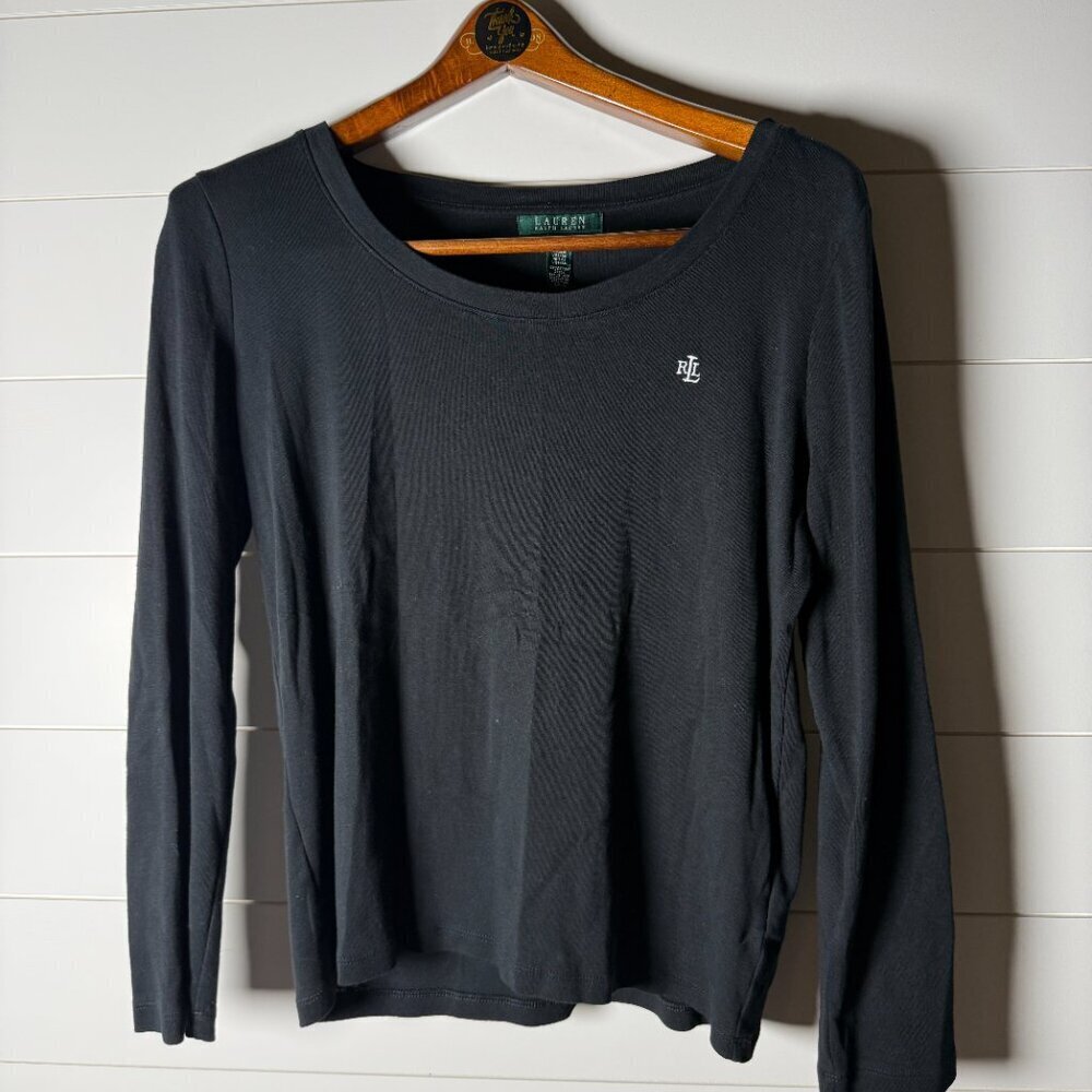 Lauren Ralph Lauren Black 100% Cotton Long Sleeve Shirt Sz XL